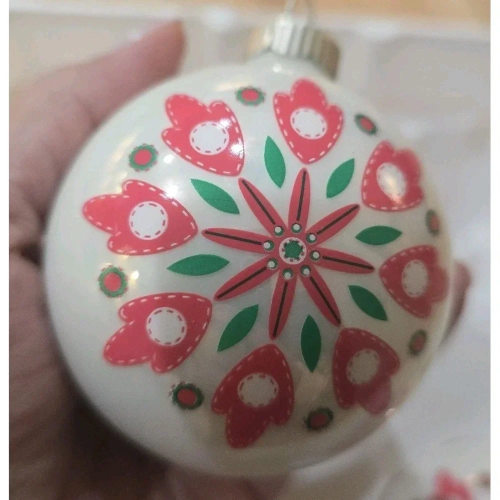 VTG Lot Of 4 Martha Stewart Snowflake Ball Christmas Ornaments Cottagecore